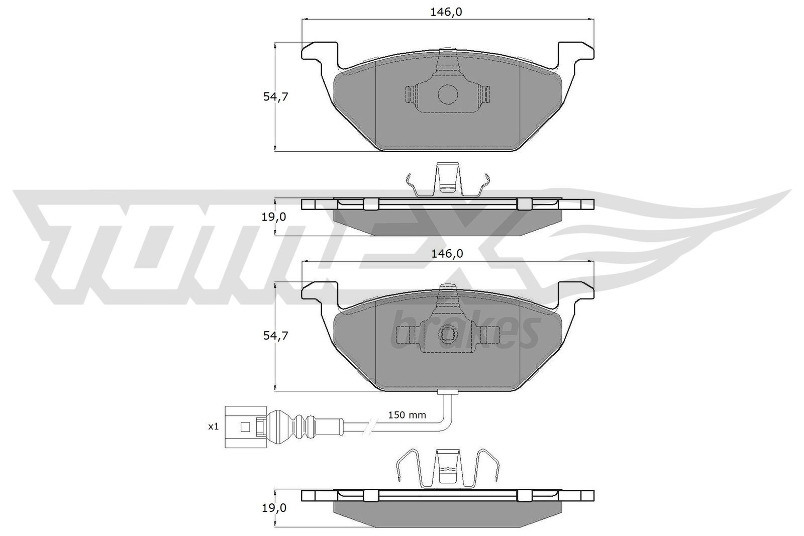 Obrázok Sada brzdových platničiek kotúčovej brzdy TOMEX Brakes  TX1211